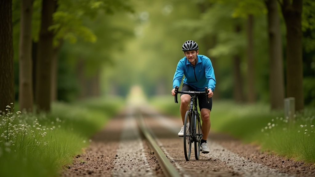 Cyclist taking break during ride, relaxed outdoor setting