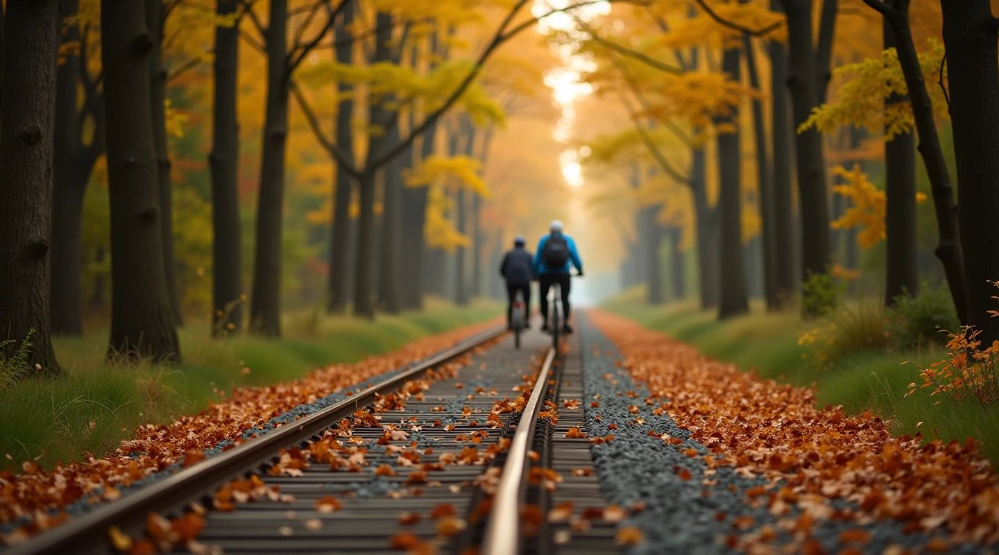 Cycling trail along the heritage railway corridor in Anykščiai forest